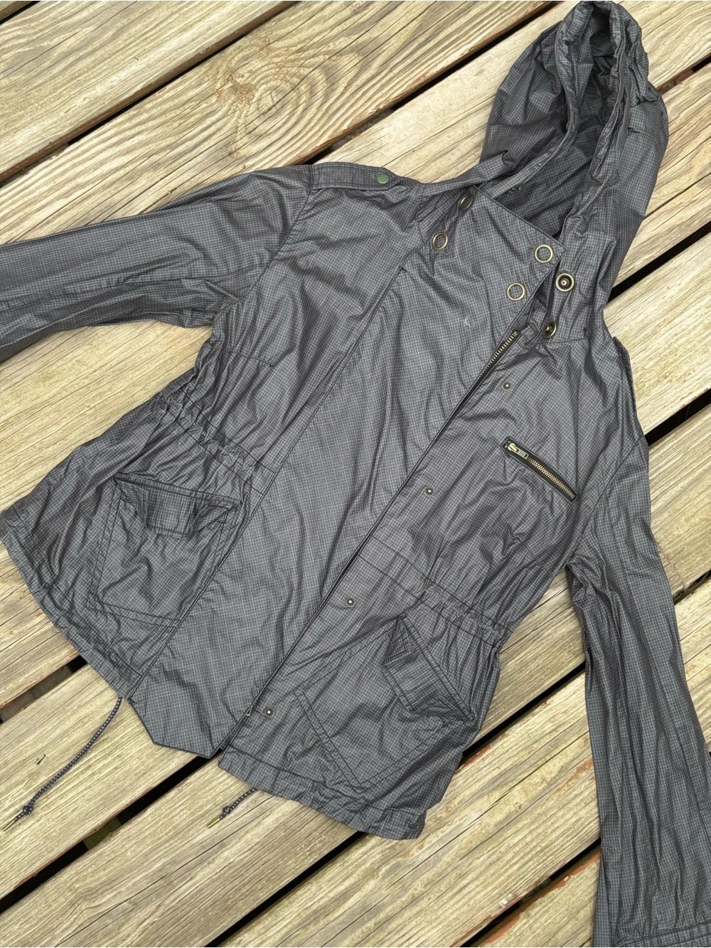 Free People Hooded Utility Anorak Jacket - Charcoal Gray